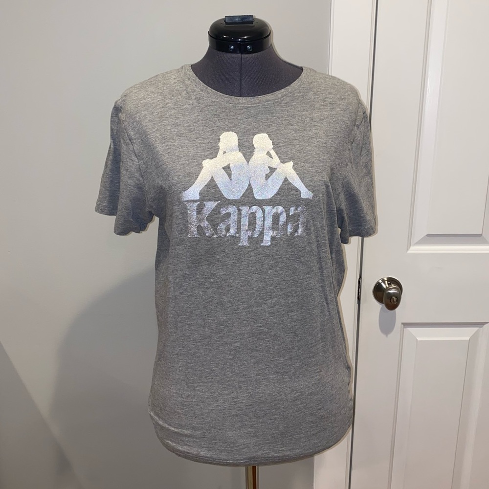 Kappa Grey Short Sleeve T-Shirt with Metallic Silver Logo